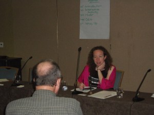 Bethany telling a writer where to find other writers