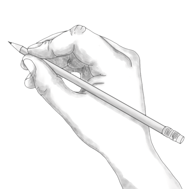 hand holding pencil