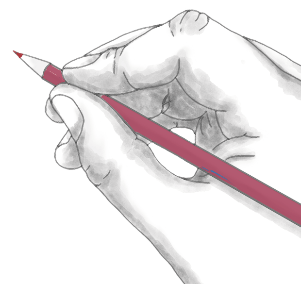hand holding a red pencil